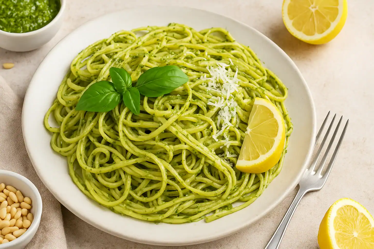Mediterranean Pesto Pasta with Fresh Basil & Lemon (20-Minute Dinner)
