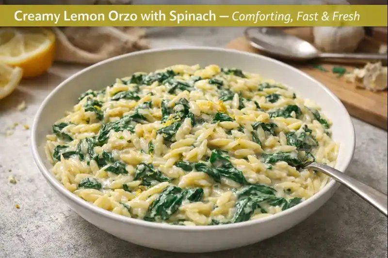 Creamy Lemon Orzo with Spinach — Comforting, Fast & Fresh