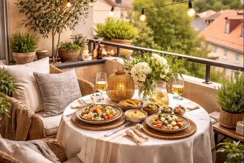 Small Balcony Dining — Mediterranean Tablescapes in Tiny Spaces