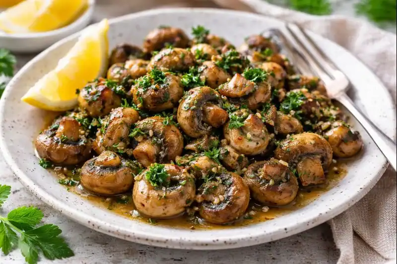 Warm Garlic Mushrooms with Parsley & Lemon — Tapas-Style