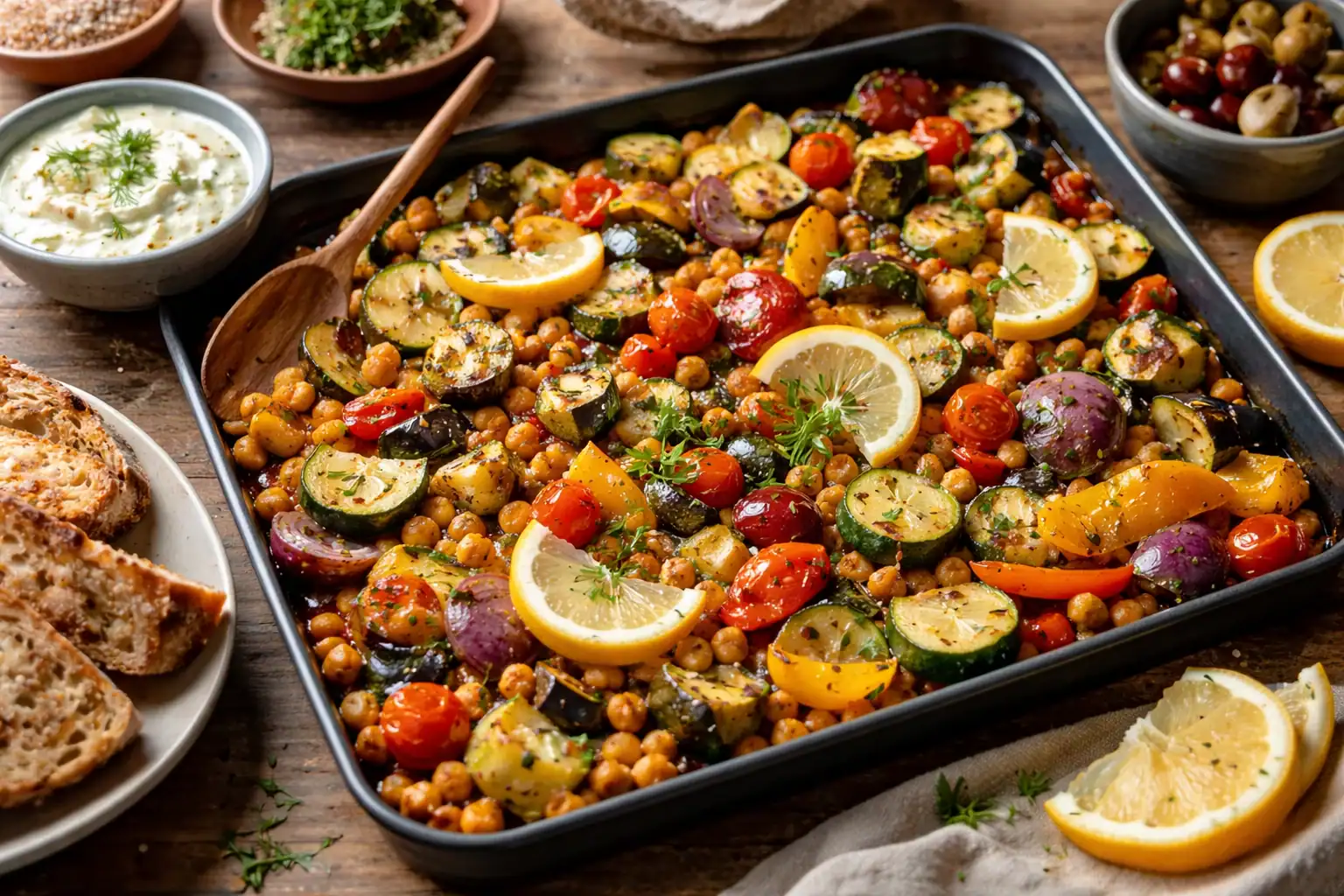 Lemon-Herb Roasted Vegetables with Chickpeas — A Cozy Mediterranean Main