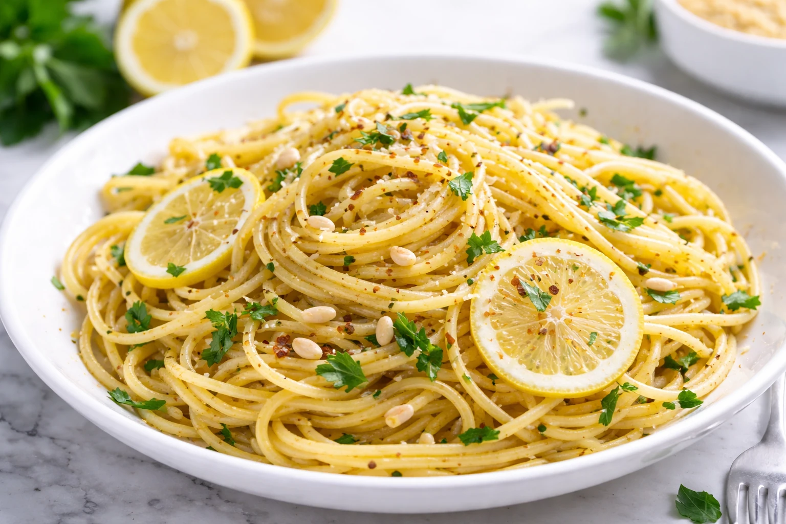 Mediterranean Lemon Pasta with Olive Oil & Herbs