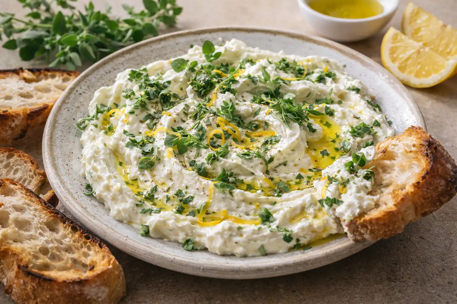 Whipped Feta with Lemon and Herbs – A Quick Mediterranean Starter