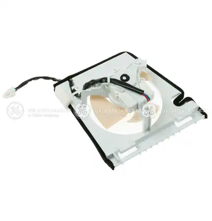 WR60X25786 GE Refrigerator Condenser Fan & Housing Assembly - Image 3