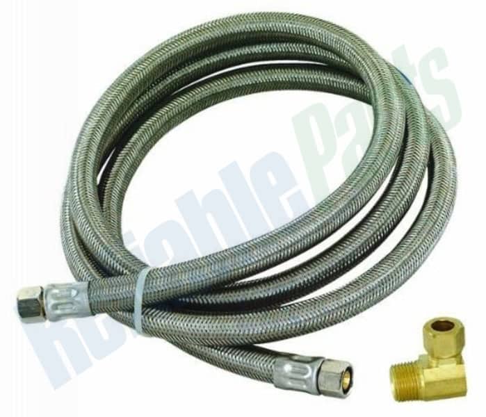 48366 EZ-FLO 8' Stainless Steel Dishwasher Supply Line Fill Hose W/Elbow - Image 2