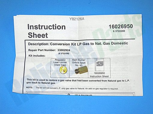 WP33002924 Whirlpool LP Conversion Gas - Image 2