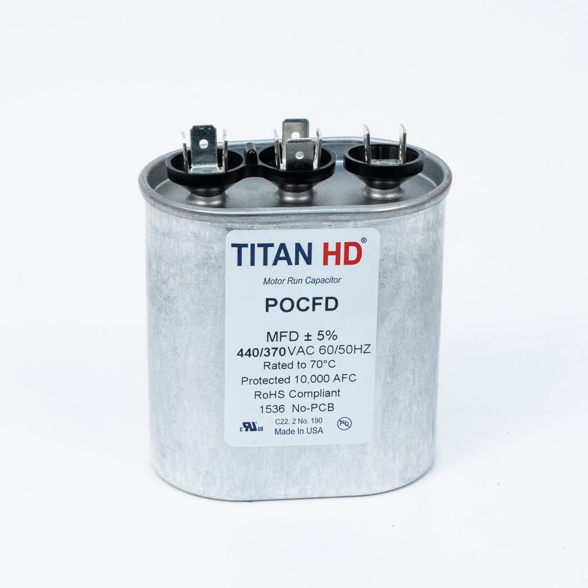 POCD2015A Packard Titan HD Run Capacitor 20+15 MFD 370 Volt Oval - Image 3