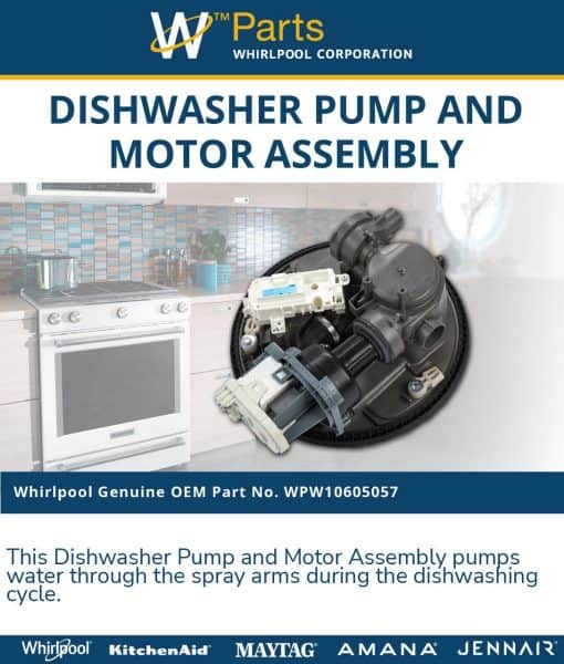 WPW10605057 Whirlpool Dishwasher Pump and Motor Assembly - Image 4