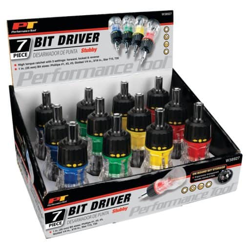 W38927 Performance Tools Performance Tools Stubby Screwdriver - 7 N 1 Bit Set - Image 3