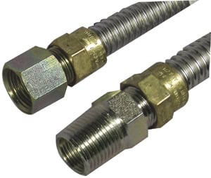 SS Gas Connector 3/8" OD (1/4" ID) 100-3132-36 Stainless Steel Appliance Hose