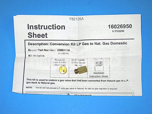 WP33002924 Whirlpool LP Conversion Gas