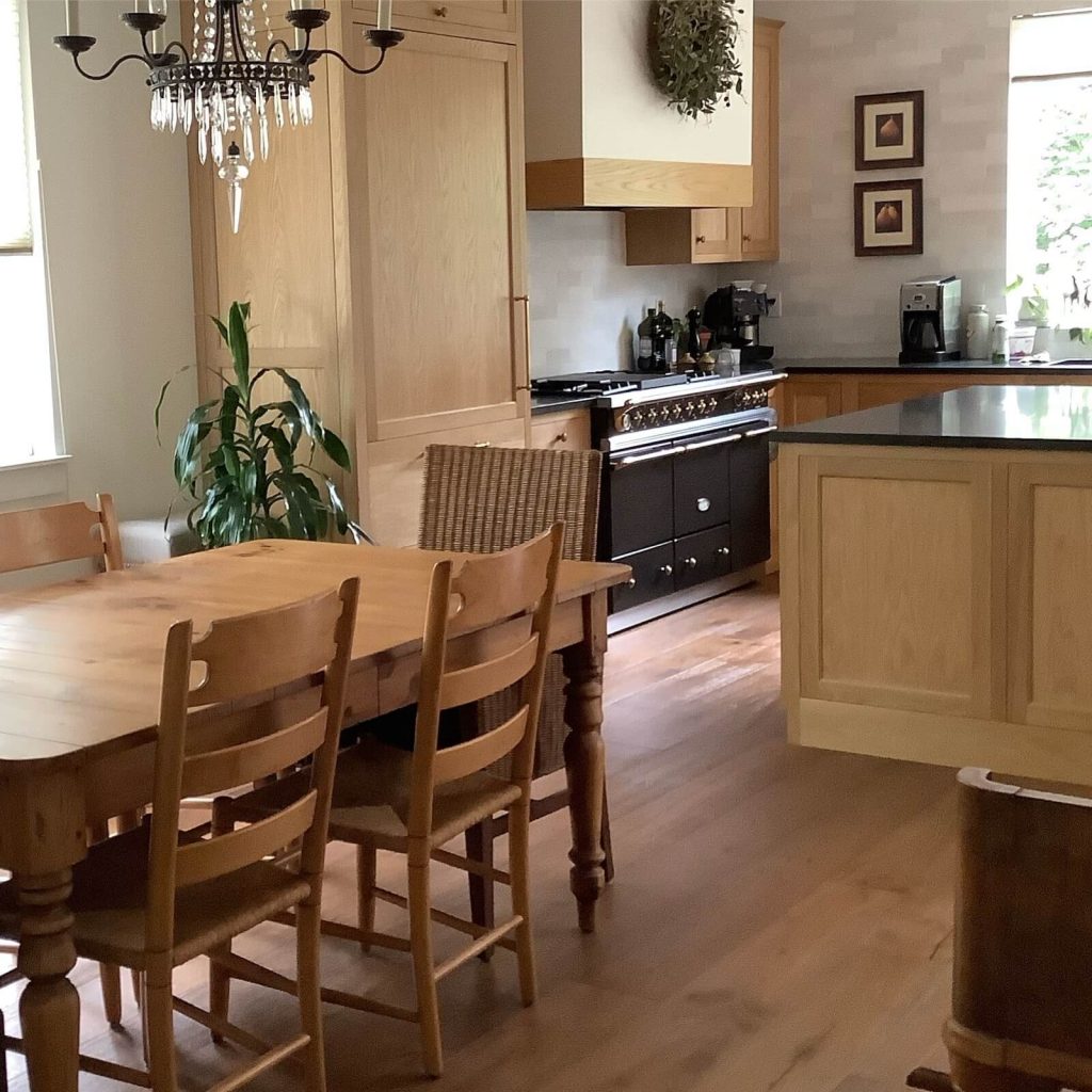 Dream kitchen anchored by a lacanche range.