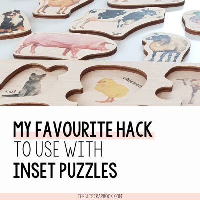 Picure of an inset puzzle with all the pieces removed. The text reads "my favourite hack to use with inset puzzles".