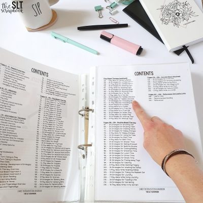 A picture of the contents pages from the Early Intervention Handbook with a finger pointing at a section on the contents page.