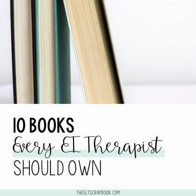 Picture of a few books stacked together. Text reads "10 books every EI therapist should own".