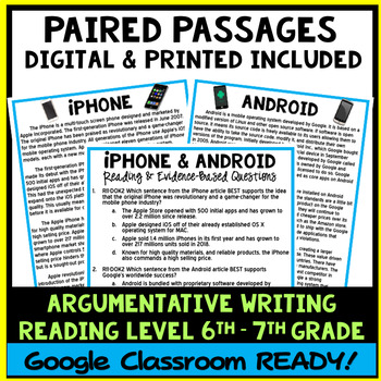 DIGITAL Paired Text (Paired Passages) - 6-7 Grade Reading Level