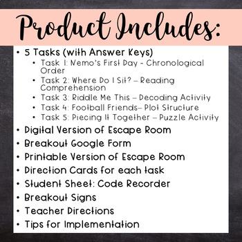 ELA Back To School DIGITAL Escape Room - Common Core Aligned - Image 2
