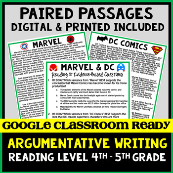 DIGITAL Paired Text (Passage) - Argumentative - 4-5 Grade Reading Level