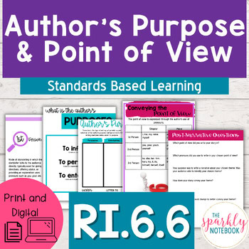 RI.6.6: Author's Point of View & Author's Purpose 6th Grade CCSS Aligned 6RI6
