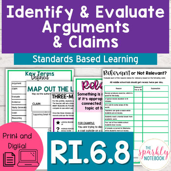 RI.6.8: Evaluate Arguments Claims and Evidence 6th Grade CCSS Aligned 6RI8