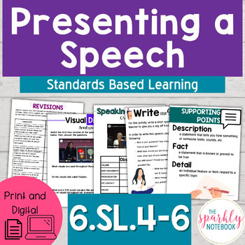 6.SL.4-6 Writing a Speech & Public Speaking Introduction 6th Grade CCSS