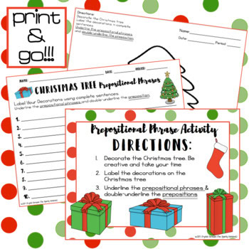 Christmas ELA Activity - Christmas Tree Prepositional Phrases - Image 2