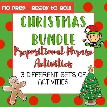 Christmas Prepositional Phrases Grammar Bundle | Middle School ELA | 6-8