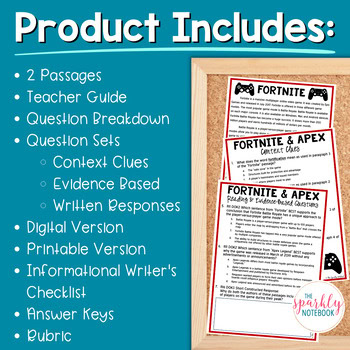 Digital Paired Text Reading & Writing - 8th - 9th Grade Reading Level | Gaming - Image 2