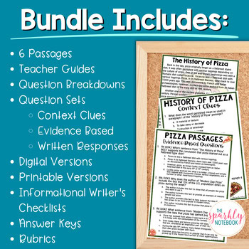 Digital Paired Passages Bundle: Differentiated 4th-9th Reading Level - Pizza - Image 2