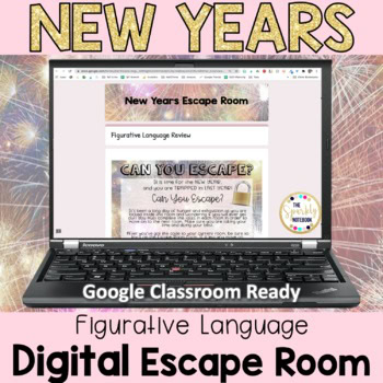 New Years DIGITAL Escape Room - Figurative Language Metaphor Simile Alliteration