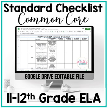 11th and 12th Grade ELA Standards Breakdown & Checklist - Common Core
