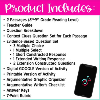 DIGITAL Paired Text (Passage) - TikTok™ Informational: 8th and 9th Grade Level - Image 2