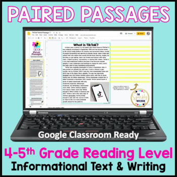 DIGITAL Paired Text (Passage) - TikTok™ Informational: 4-5 Grade Reading Level