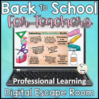 Back to School DIGITAL ESCAPE ROOM - Professional Learning for Teachers