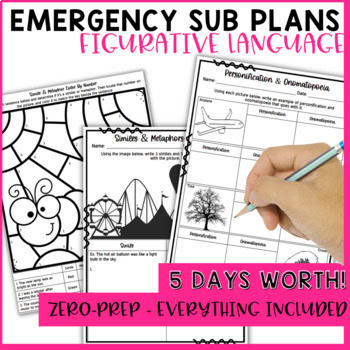 Emergency Sub Plans for ELA | 5 Days | Just Print! | 29 Activities