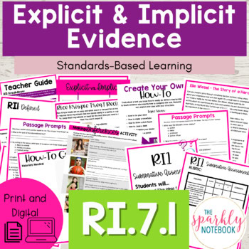 7.RI.1: Explicit Evidence & Inferencing | No Prep Printable & Digital Activities