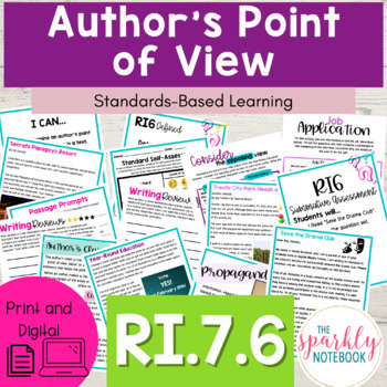 7.RI.6 Author’s Point of View & Purpose 7th Grade CCSS No Prep Digital & Print