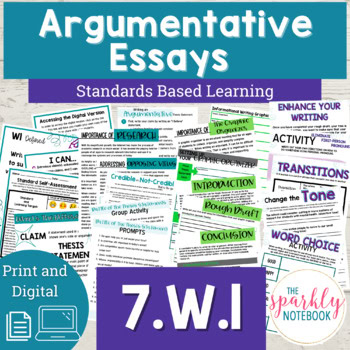 W.7.1 Writing Argumentative and Persuasive Essays with Thesis Statements Grade 7