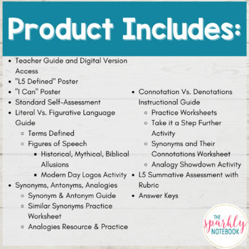 7.L.5 Figurative Language, Word Relationships, Nuances 7th Grade - Image 2