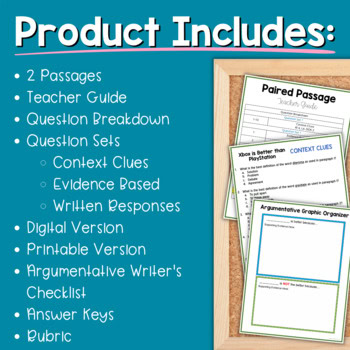 Paired Passages Activities: Argumentative Writing 8th & 9th Grade Game Consoles - Image 2