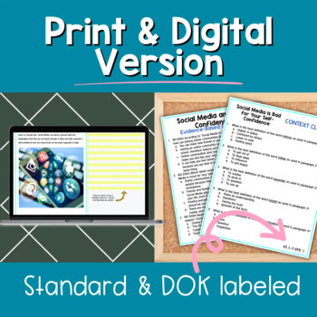Paired Passages Argumentative Writing for 8th & 9th Grade: Social Media Effects - Image 3