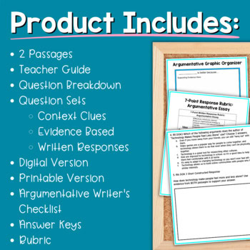 Paired Passages: Argumentative Writing 6th & 7th Grade Technology & Loneliness - Image 2