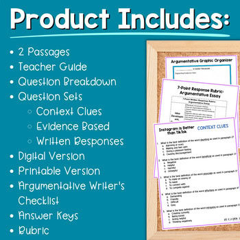 Paired Passages Activities: Argumentative Writing 8th & 9th Grade IG v. TikTok - Image 2