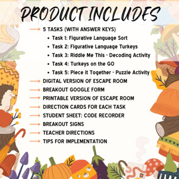 THANKSGIVING ELA DIGITAL ESCAPE ROOM - Figurative Language - Image 2