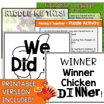 THANKSGIVING ELA DIGITAL ESCAPE ROOM - Figurative Language - Image 4