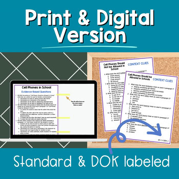 Paired Passages Activities: Argumentative Writing 6th & 7th Grade Cell Phones - Image 3