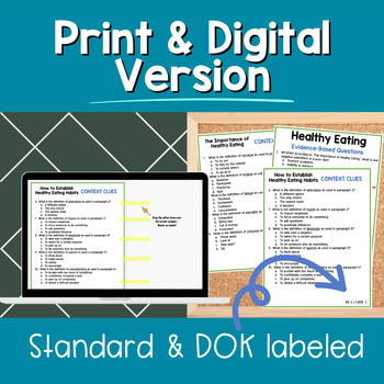Informational Paired Text Passages - DIFFERENTIATED BUNDLE: Healthy Eating - Image 3