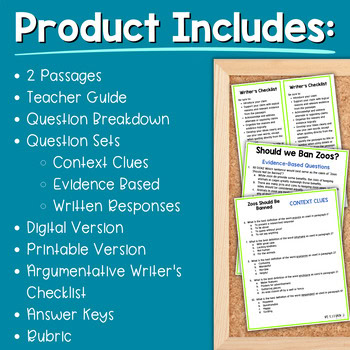 Paired Passages Activity: Argumentative Writing 8th & 9th Grade Ban Zoos? - Image 2