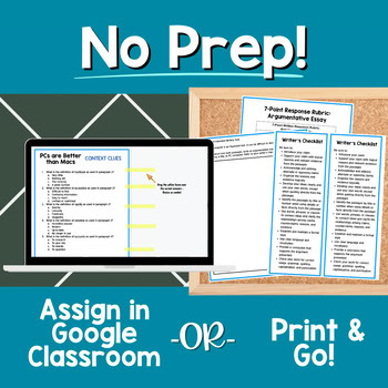 Paired Passages Activity: Argumentative Writing 8th & 9th Grade Mac vs. PC - Image 4
