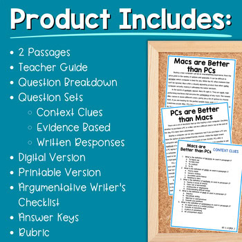 Paired Passages Activity: Argumentative Writing 6th & 7th Grade Mac Vs. PC - Image 2
